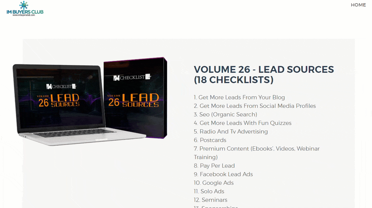 IM Checklist Volume 26 Lead Sources